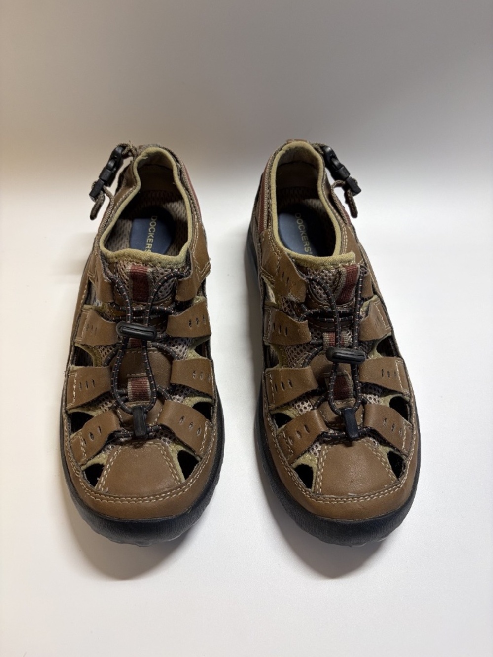 Dockers Men's Sport Sandals Fisherman Hiking Brown Bungee Shoes Size 8M 90-21623
